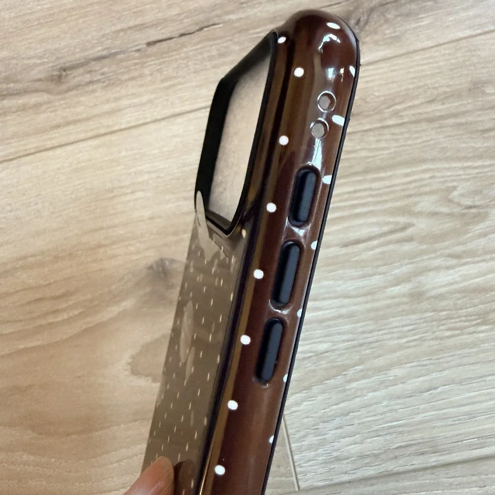 iPhone Brown White Polka Dots 17‎ Pro Max Phone Case